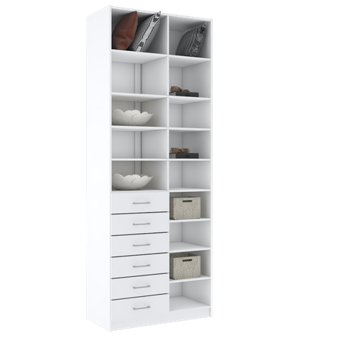 MÓDULO CLOSET GAVETEIRO PRATELEIRAS COM NICHOS M496.B MUNDI MOVEIS