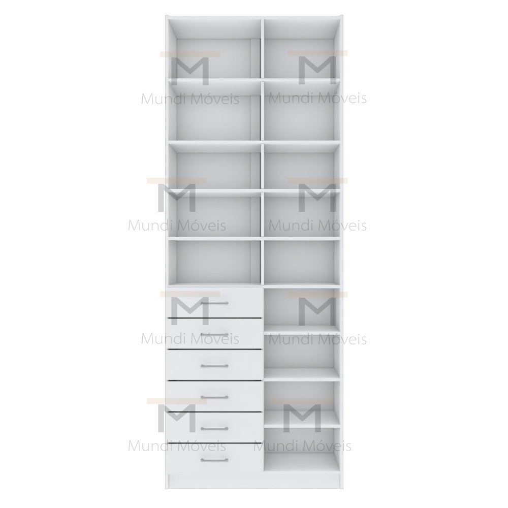 MÓDULO CLOSET GAVETEIRO PRATELEIRAS COM NICHOS M496.B MUNDI MOVEIS - 3