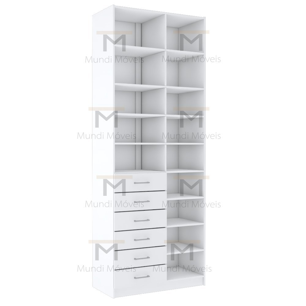 MÓDULO CLOSET GAVETEIRO PRATELEIRAS COM NICHOS M496.B MUNDI MOVEIS - 4