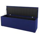 Ver imagem 3 de Kit Cabeceira e Baú Cama Box Casal Cora 140cm Suede Azul - Desk Design