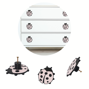 Imagem do Produto Puxador de Gaveta Infantil Joaninha, Rosa e Preto, Kit com 2 Unidades:rosa