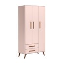 Ver imagem 6 de Jogo de Quarto Infantil Retrô Rosa com Berço Cômoda e Guarda-roupa