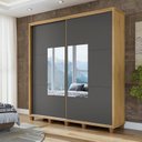 Ver imagem 1 de Guarda-Roupa Casal Monte Carlo com 2 Portas de Correr com Espelho e 4 Gavetas Internas e Maleiros Cinza/Cinamomo/Grafite