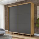 Ver imagem 4 de Guarda-Roupa Casal Monte Carlo com 2 Portas de Correr com Espelho e 4 Gavetas Internas e Maleiros Cinza/Cinamomo/Grafite