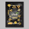 Quadro Cozinha Massas Italiana - 45x30cm - Moldura Padrão Preto - 1