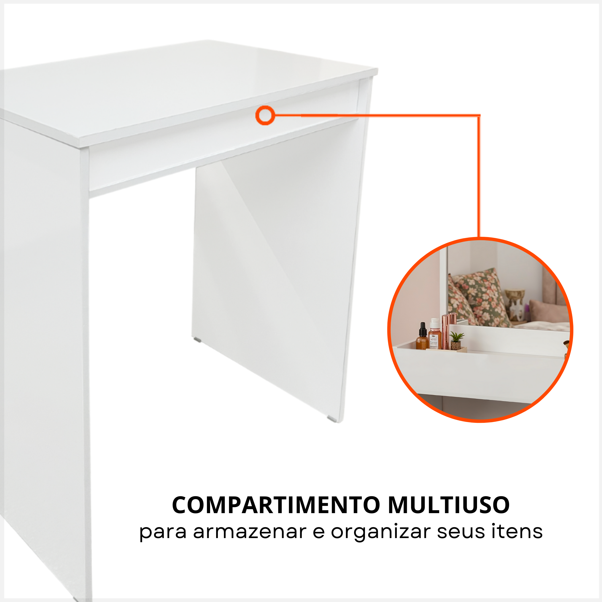 Mesinha Escrivaninha Penteadeira Camarim de Apoio Mesa Gamer Estudos Trabalho C/ Gaveta Organizadora - 9