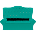 Ver imagem 2 de Conjunto Cabeceira King Casal e Recamier Baú 195cm Calçadeira Estofado:suede Azul Turquesa