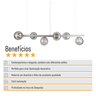 Lustre Pendente Figo Prata - 6 Globos Esfera de Vidro Fumê - 6-2620-15-fu - 6
