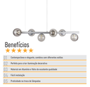 Ver imagem 6 de Lustre Pendente Figo Prata - 6 Globos Esfera de Vidro Fumê - 6-2620-15-fu