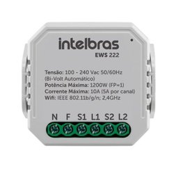 Mini controlador smart Wi-Fi Intelbras EWS 222 para 2 interruptor - 1