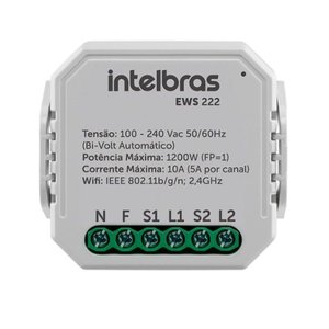 Mini controlador smart Wi-Fi Intelbras EWS 222 para 2 interruptor
