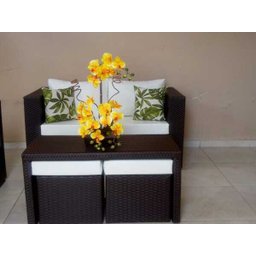 Conjunto de Sofá de 4 Lugares em Fibra Sintética + Mesa com Puff - 3