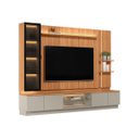 Ver imagem 5 de Conjunto Painel Rack Módulo Lateral e Cristaleira Been Mdp/mdf Tv até 75 Canela/gris G77 - Gran Belo