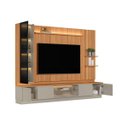 Ver imagem 7 de Conjunto Painel Rack Módulo Lateral e Cristaleira Been Mdp/mdf Tv até 75 Canela/gris G77 - Gran Belo