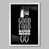 Quadro Cozinha Good Food - 90x60cm - Moldura Caixa Branco - 1