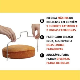 Nivelador Cortador Fatiador De Bolo Ajustável 2 Linhas Inox - 5