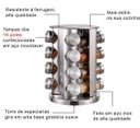 Ver imagem 2 de Porta Temperos Condimentos Suporte Giratório em Aço Inox com 16 Potes - inox