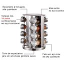 Ver imagem 2 de Porta Temperos Condimentos Suporte Giratório em Aço Inox com 16 Potes - inox