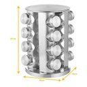Ver imagem 6 de Porta Temperos Condimentos Suporte Giratório em Aço Inox com 16 Potes - inox