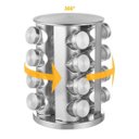 Ver imagem 3 de Porta Temperos Condimentos Suporte Giratório em Aço Inox com 16 Potes - inox