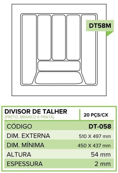 Divisor Talher 58 Prata Min 450x437mm Ideal Pack-1 - 2