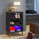 Ver imagem 5 de Sapateira Organizador Multifuncional Retro 2 Portas P/12 Pares -Pês de Madeira:PRETO