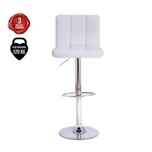 Banqueta Alta Para Bar Balcão Bancada Giratória Gomos - Branco