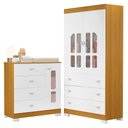 Ver imagem 1 de Jogo de Quarto Infantil New Katatau Guarda Roupa e Cômoda Branco Fosco/savana - Reller Móveis