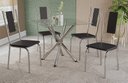 Ver imagem 1 de Conjunto Sala de Jantar Mesa com 4 Cadeiras Estofadas Cromado 794 Kappesberg Crome Cromado/tecido Si