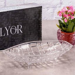 Kit 4 Centro de Mesa Cristal Deli Lyor 26x14x5,5cm Fruteira Decorativo Sala Jantar - 4