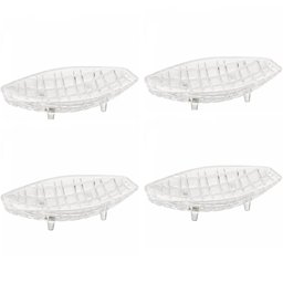 Kit 4 Centro de Mesa Cristal Deli Lyor 26x14x5,5cm Fruteira Decorativo Sala Jantar - 1