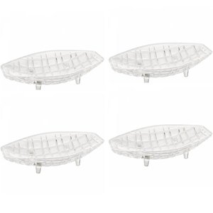 Kit 4 Centro de Mesa Cristal Deli Lyor 26x14x5,5cm Fruteira Decorativo Sala Jantar