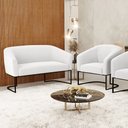 Ver imagem 2 de Sofá Namoradeira e Poltrona Base Industrial Preto Stella Bouclê D03 - D'Rossi Off White