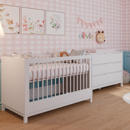 Berço Americano Multifuncional Branco Linha Cozy Quater 2 em 1 - 2