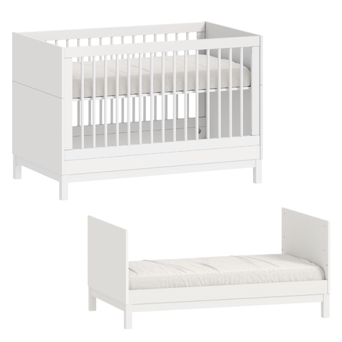 Berço Cozy e Mini Cama em Mdf – Branco Fosco