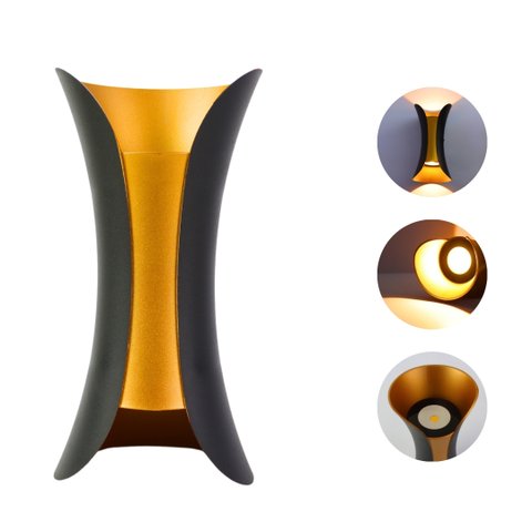 Arandela Minimalista Branco Quente 3k Preto/dourado 10w