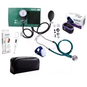 Kit Acadêmico Enfermagem Premium Verde + Oximetro Oled- G-tech