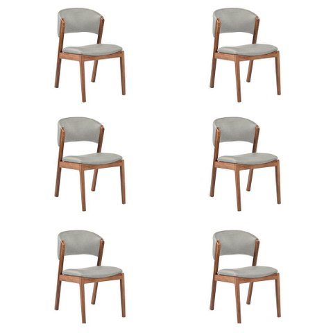 Kit 6 Cadeiras Decorativa Sala de Jantar Luxo Luna Facto Prata Brilho - Mozzelar