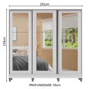 Ver imagem 3 de Guarda-roupa Casal 100% Mdf Madesa Eros 3 Portas de Correr de Espelho com Pés - Branco