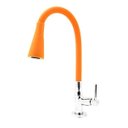 Ver imagem 1 de Torneira de Cozinha Gourmet Flexível Mesa Inox Silicone Laranja C62 Bico Arejador Cone Duplo Jato