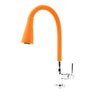 Torneira de Cozinha Gourmet Flexível Mesa Inox Silicone Laranja C62 Bico Arejador Cone Duplo Jato - 1