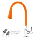 Ver imagem 2 de Torneira de Cozinha Gourmet Flexível Mesa Inox Silicone Laranja C62 Bico Arejador Cone Duplo Jato