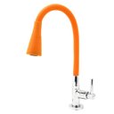 Ver imagem 3 de Torneira de Cozinha Gourmet Flexível Mesa Inox Silicone Laranja C62 Bico Arejador Cone Duplo Jato