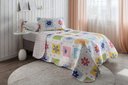 Ver imagem 3 de Kit Colcha Patchwork Infantil Menina 180x220 Solteiro - Floral Branca