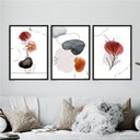 Ver imagem 2 de Kit 3 Quadros Flores One Line Aquarela 24x18cm:Madeira preta