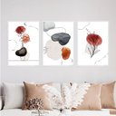 Ver imagem 1 de Kit 3 Quadros Flores One Line Aquarela 24x18cm:Madeira preta