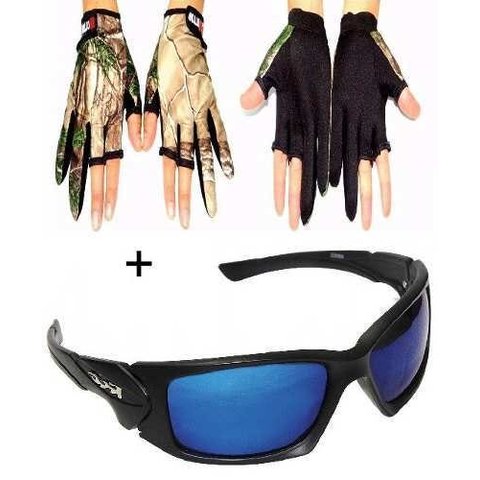 Luva De Pesca 3 Dedos Cortados + Óculos Polarizado DZ6556