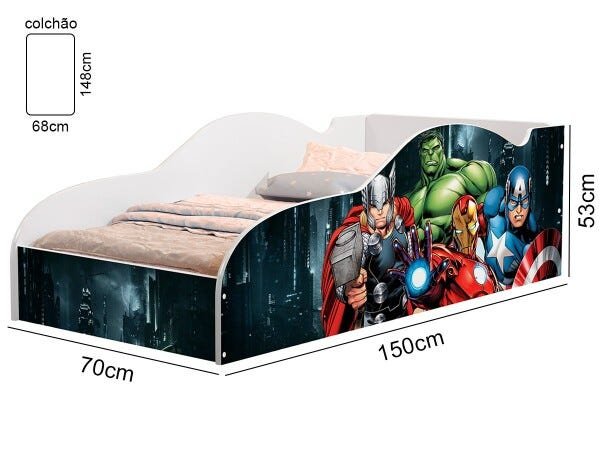 Cama Infantil Vingadores Herói - Branco - 3