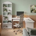 Ver imagem 1 de Escritório Home Office Mesa Escrivaninha e Estante Cannes Branco