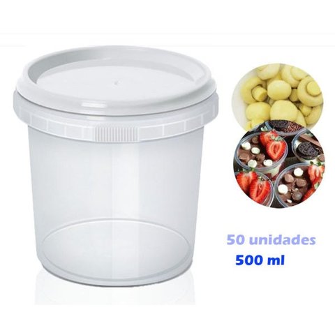 Pote Redondo com Lacre Bolo No Pote Conservas Descartável 500 Ml 50Unid